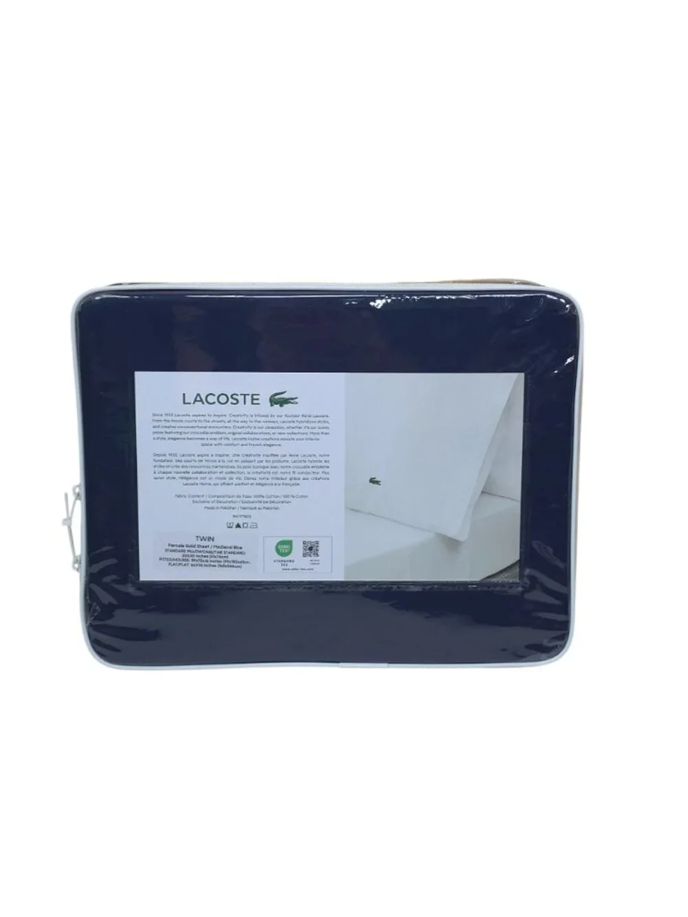 Lacoste Navy Twin 100% Cotton Percale Sheets Durable Medieval Blue Lightweight